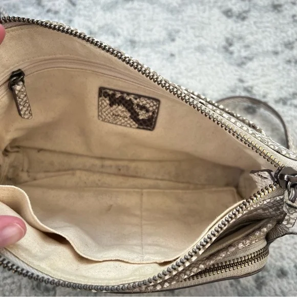 Margot New York Molly Crossbody Leather Bag Snake Skin Print - Picture 10 of 14